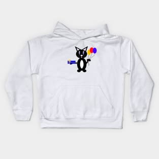 BLACK Party Cat Kids Hoodie